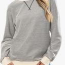SHEWIN Womens Striped Sweatshirt Crewneck Casual Long Sleeve Pullover Tops Trendy 2025(m)