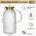 Buaic 2 PACK Glass Pitcher with Lid, 68 oz/ 2 Liter Classic Vertical Stripes Water Pitcher with Silicone Base, Glass Water Carafe for Cold Brew, Coffee, Lemonade, Iced Sun Tea,Beverage,Heat Resistant