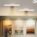 FULEN Picture Lights Battery Operated, Rechargeable Picture Frame Lights for Wall, LED Cordless Wall Lights for Arts,Paintings,Gallery&Dartboard,3 Color Temperatures, Remote Control,White,2 Pack