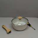 SENSARTE White Ceramic Nonstick Saucepan with Double Spout 3.0 Quarts, Cooking Pot with Stay Cool Handle, Induction Compatible Saucepot, White Granite Coating, Free of Intentionally Added PFOA/PFAS