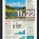 upsimples 11x22 newspaper frame, Display Pictures 10x20 with Mat or 11x22 Without, Wall Hanging Photo Frame, Black, Pack of 1