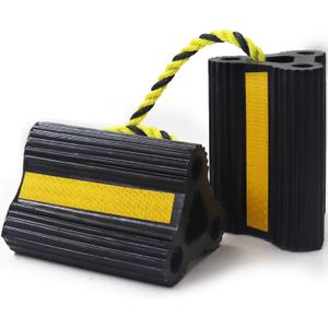 Wheel Chocks for Trailers RVs camper Trucks and Small Aircraft wheel chock, Wheel Chocks Block with 3 Reflective Strips ,Versatile Heavy Duty Solid Rubber Wheel Immobilizers & Chocks[1 Pair 2 Pack]