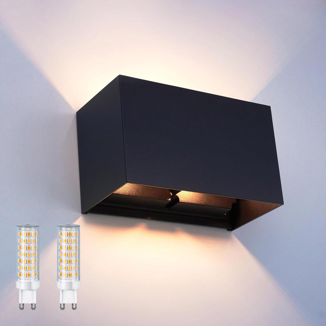 KICAAO Modern Wall Sconce 16W, IP65 Waterproof LED Modern Lighting Suitable for Indoor and Outdoor, Replaceable G9 LED Bulb,Adjustable Light Angle (1Pack Warm Light 3000K)