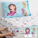Everyday Kids Toddler Fitted Sheet and Pillowcase Set -Undersea Mermaids Adventure- Soft Breathable Microfiber Toddler Sheet Set