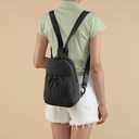 Convertible Backpack Crossbody Small Sling Bag for Women Crossbody Shoulder Chest Daypack with Zipper Strap for Hiking, Black