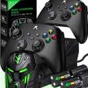 Rechargeable Xbox One Controller Charger Station with 2X 5520mWh Battery Pack Accessories Storage - for Xbox Series X/S/One/One X/One S Elite with 4 Battery Cases (Black)
