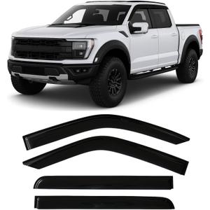 2015-2026 Tape-On Rain Guards for Ford F150 SuperCrew Side Window Deflector Visors (Crew cab only) XL XLT Lariat King Ranch Platinum Limited Lightning 2018 2019 2020 2021 2022 2023 2024 2025