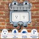 Outdoor Power Outlet Box with 32.8Ft Extension Cord, NEMA 5-15R, STW 14 AWG, Weatherproof Waterproof IP66 Electrical Outlet Extender, Exterior Wall Power Socket w/Cover for Garden
