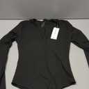 REORIA Women's Trendy Sexy Plunge Deep V Neck Long Sleeve Bodysuit Double Lined Going Out T Shirt Tops, Black, Size S