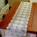 Cotton Handmade Crochet lace Table Runners Rectangular Tablecloth Doilies Doily Table Dresser Scarf Décor,15x47 inch,Beige