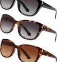 JOLISU 3PCS Bifocal Sunglasses Readers for Women/Men - Full Lens UV400 Sun Protection with Built-in Reading(3.25)