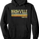 Nashville Tennessee Retro Style Vintage City Design Pullover Hoodie (Small, Black)