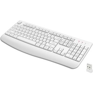 QUASIO Wireless Keyboard, 2.4G Full-Sized Ergonomic Wireless Computer Keyboard with Wrist Rest for Windows, Mac OS Laptop/PC/Desktop/Notebook(Off White)