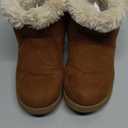 festooning Girls Faux Fur Shearling Style Boots Girls Warm Winter Non-Slip Zip Snow Boots for Indoor Outdoor Brown Size 9