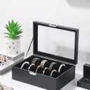 Bracelet Holder Organizer Box, Jewelry Storage Case with 2 Rods, Bangle Watch Display Tray for Women Girls (Black)