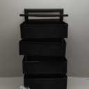 Bathroom Rotating Storage Cart No Assembly Required 4-Tier Metal Sturdy Fruit Basket for Kitchen, Rolling Vegetable Storage Rack,Bathroom Shelf,Storage Drawer Cart (Black, 4 Tier-Square)