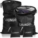 4Pcs Travel Laundry Bags, Dirty Clothes Travel Bag, Waterproof Wet Bags with Zips, Reusable Wet Dry Bag for Swimming Yoga Dance Clothes (Black)