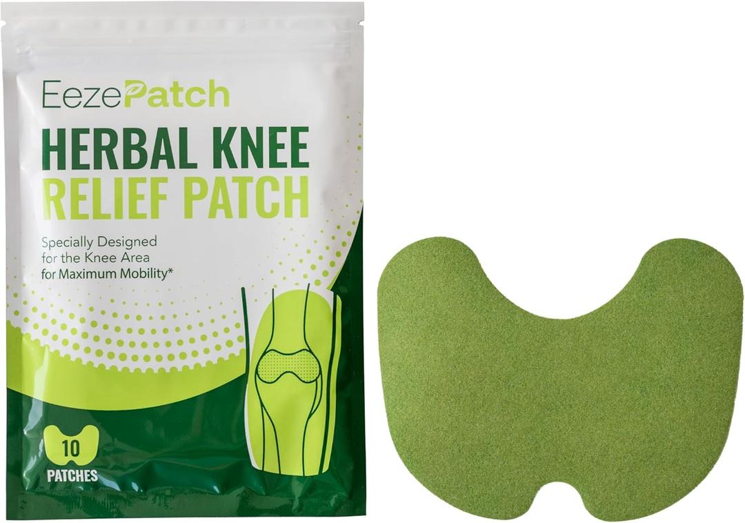 EezePatch Herbal Knee Relief Patches (10 Count)  Natural Joint Support for Knee Discomfort, Mobility & Flexibility  Herbal Extracts for Soothing Relief  Easy-to-Apply Patches