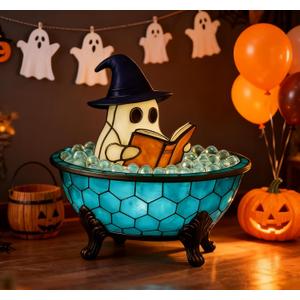 Halloween Ghost Bubble Bath Lamp, Cute Bathtub Ghost Night Lights for Halloween Decor, Halloween Decor for Bathroom, Gift for Book LoversDesk, Shelf, Party & Gift
