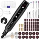 Cordless Mini Rotary Tool Set - 64Pcs Accessories 5 Speed 5000-18000rpm Multi-Purpose Mini Electric Grinder Kit 3.7V USB Rechargeable with Light for Engraving Grinding Polishing Cutting DIY Black