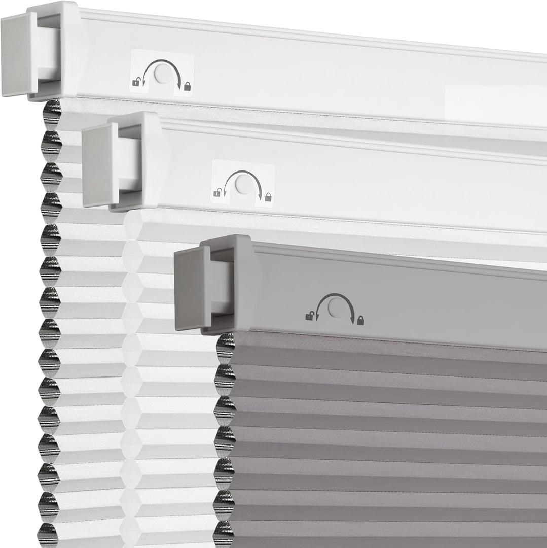 Grandekor No Drill No Tools Cordless Cellular Shades,57" W x 48" H,Blackout Honeycomb Blinds for Indoor Windows,UV Protection Privacy No Drill Blinds for Home,Door,Gray