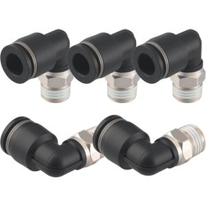 Push to Connect Fittings Elbow 3/8" Tube OD to 1/4 NPT, Nickel-Plated Brass Pneumatic Connectors, Quick Release Air Line Fittings, Leak-Proof and Durable for Industrial Use (Pack of 10)