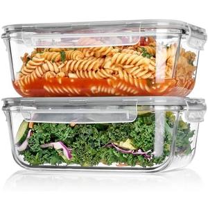 Vtopmart 1Pack 1860ml/63oz Large Glass Storage Containers with Lids, Meal Prep Food Container Set with Snap Airtight Lid for Baking, Microwave, Oven, Leak Proof, for Freezer, Dishwasher, Grey