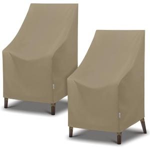 SunPatio Outdoor High Back Chair Covers, Heavy Duty Waterproof Stackable Patio Furniture Covers, All Weather Protection, 2 Pack -27" W x 30" D x 42" H, Taupe