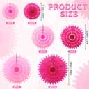 Outus 12 Pcs Hanging Honeycomb Paper Fans Sets, Fiesta Hot Pink Party Decorations, Tissue Paper Flowers Supplies for Birthday Wall Classroom Wedding Photo Backdrop (8/12/16 Inch)