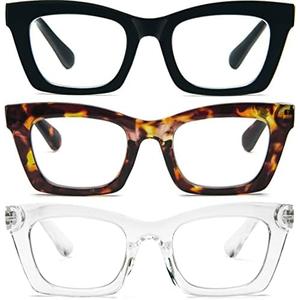 REAVEE Oprah Style Reading Glasses for Women, Blue Light Blocking Stylish Oversized Computer Readers Spring Hinge
