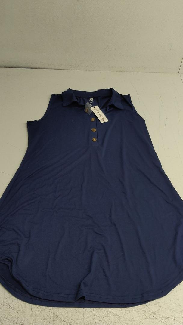 Women's Casual V Neck Midi Dress Summer Blue XL
