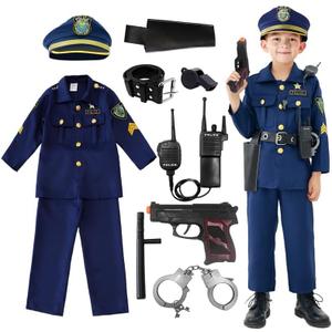 Police Cosutme for Kids, Police Officer Costume Uniform Set with Accessories for Kids (Medium (4T - 6Y))
