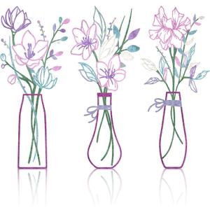 Zzbakress 3 Pcs Metal Flowers Wall Arts Rustic Farmhouse Decor Bathroom Wall Decor Metal Wall Decor for Living-room Dining-Room Kitchen Minimalist Decor Housewarming Gifts(Pink Purple)