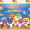 7X5ft Shark Backdrop for Happy Birthday Party Decorations Coloful Cartoon Whale Under The Sea Photography Background for Baby Shower Kids Photo Booth Props