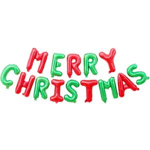 Merry Christmas Letter Balloons Banner, Christmas Backdrops for Photography, Red and Green (Red&Green)