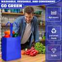 Windyun 50 Pcs Reusable Tote Bag Bulk 8 x 4 x 10 Inch Non Woven Shopping Bag with Handle Christmas Reusable Grocery Gift Tote (Royal Blue)