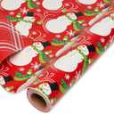 American Greetings Jumbo Reversible Christmas Wrapping Paper Roll, Red and White Holiday Gift Wrap, 175 Sq. Ft., 1 Extra Large Roll-30 In. x 70 Ft., Plaid and Snowmen