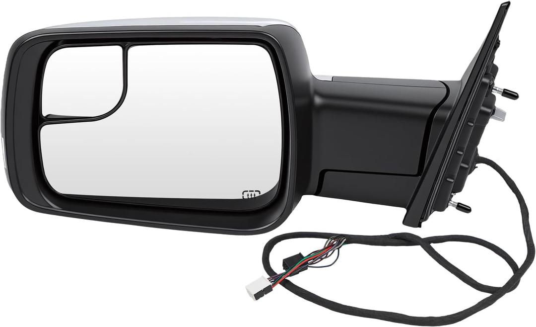 Right Passenger Side Chrome Mirror fit for Dodge Ram 1500 2019 2020 2021 2022 2023 2024 2025 Power Folding Heated Mirror With Turn Signal Puddle Light Replace OEM 68276500AH CH1321472 10Pins