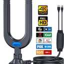 WUMINGLU TV Antenna for Smart TV Indoor 2025 4K Digital HDTV Up to 380 Miles Long Range Local Channels Indoor Outdoor (Black)
