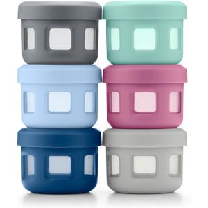 Ello Reusable Condiment Containers 4oz each with Screw-on Leak Proof Lid | Perfect for Salad Dressing Sauce Dips Lunchbox Picnic Travel Bento Box | BPA-Free | Dishwasher Safe (Sugar Rush)