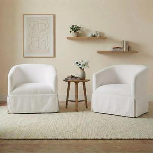 Swivel Accent Chair Set of 2, 360 Degree Performance Fabric Armchair Modern Barrel Chairs Armchair for Living Room Bedroom Home and Office,Cream White