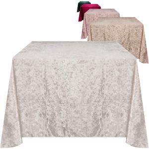 Elegant Square Tablecloth 54 Inch, Made With Fine Crushed-Velvet Material, Beautiful Ivory - White Square Tablecloth With Durable Seams, Table Cover Great for Weddings, Parties, Birthdays & Events