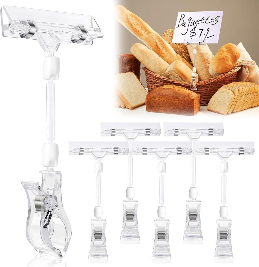 Mlici 20 Pack Table Number Holders, Plastic Mini Place Card Holders, Sign Holder Clips Merchandise Display Pop Clip Memo Note Photo Stand for KT Board, Sign Tag, Advertising Paper - Round Base