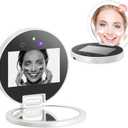 Vanexiss UV Camera for Sunscreen Test UV Mirror Sunscreen Camera, 3.8 Inch Rechargeable 2X Magnifying Vanity Mirror with Light Handheld Double-Sided Pocket Mirror for Skin Protection(White)