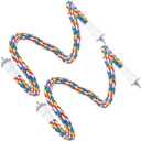Cotton Rope Bird Perch for Parrots, 0.7 Inch Bendable Climbing Rope Perch for Bird Cage, Colorful Bungee Toys for Parakeets, Cockatiels Lovebirds Budgies, 1 Pack with Stainless Steel