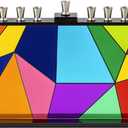 The Dreidel Company Geometric Design Glass Candle Hanukkah Menorah, Handcrafted Design, 11 Inch