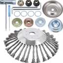 10 Inch Rotary Steel Wire Brush Cutter Trimmer Head Weed Blade Cutter with Adapter Kit Compatible with Stihl, Husqvarna,String Trimmers, Gardening Lawnmower, Moss Grass Rust Removal