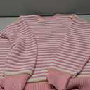 Panadila Womens Striped Oversized Sweater Fall Chunky Long Sleeve Pullover Sweaters Cable Knit Color Block Sweater Tops (X-Small, Pink White Combo)