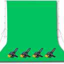 EMART Green Screen Backdrop, 10 x 12 Ft Photography Greenscreen Background Sheet Fabric Kit for YouTube Video Streaming Zoom, Small Photo Chromakey Muslin Cloth Curtain with 4 Clip