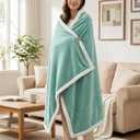 Sherpa Double-Sided Blankets, Plush & Cuddly Throw, Extra-Plush Thermal Fleece Blanket for Sofa/Couch/Bedding, Super Soft Living Room Blanket with Anti-Pilling (Green, 60×80)